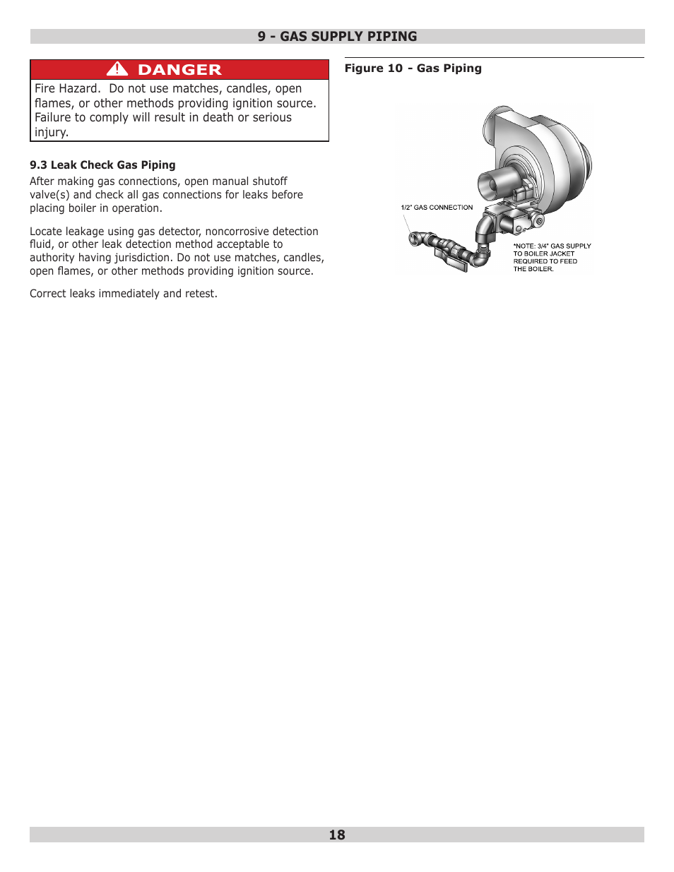 Danger | Dunkirk Q95M-200 Modulating Condensing Boiler User Manual | Page 18 / 52