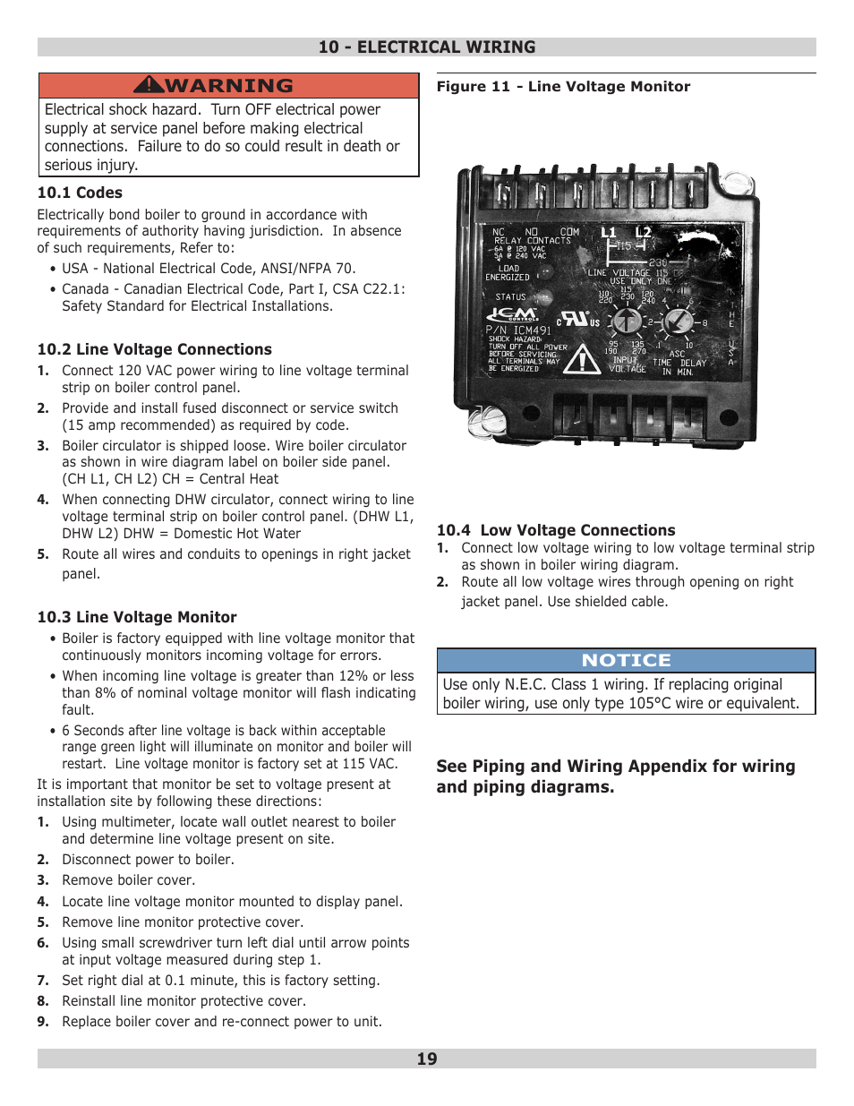 Warning | Dunkirk Q95M-200 Modulating Condensing Boiler User Manual | Page 19 / 52