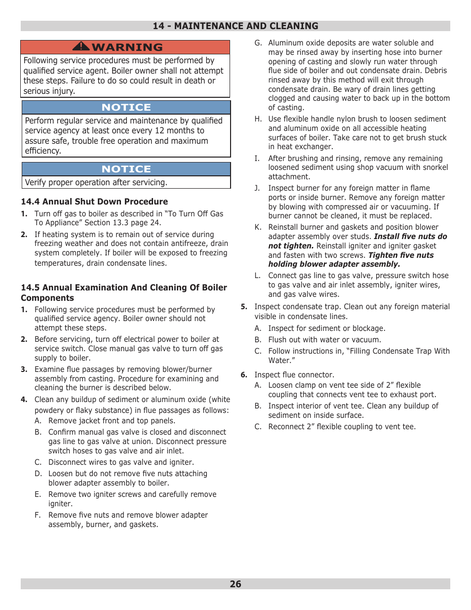 Warning | Dunkirk Q95M-200 Modulating Condensing Boiler User Manual | Page 26 / 52