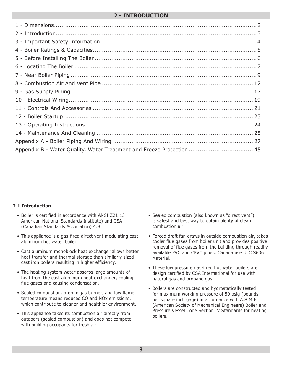 Dunkirk Q95M-200 Modulating Condensing Boiler User Manual | Page 3 / 52