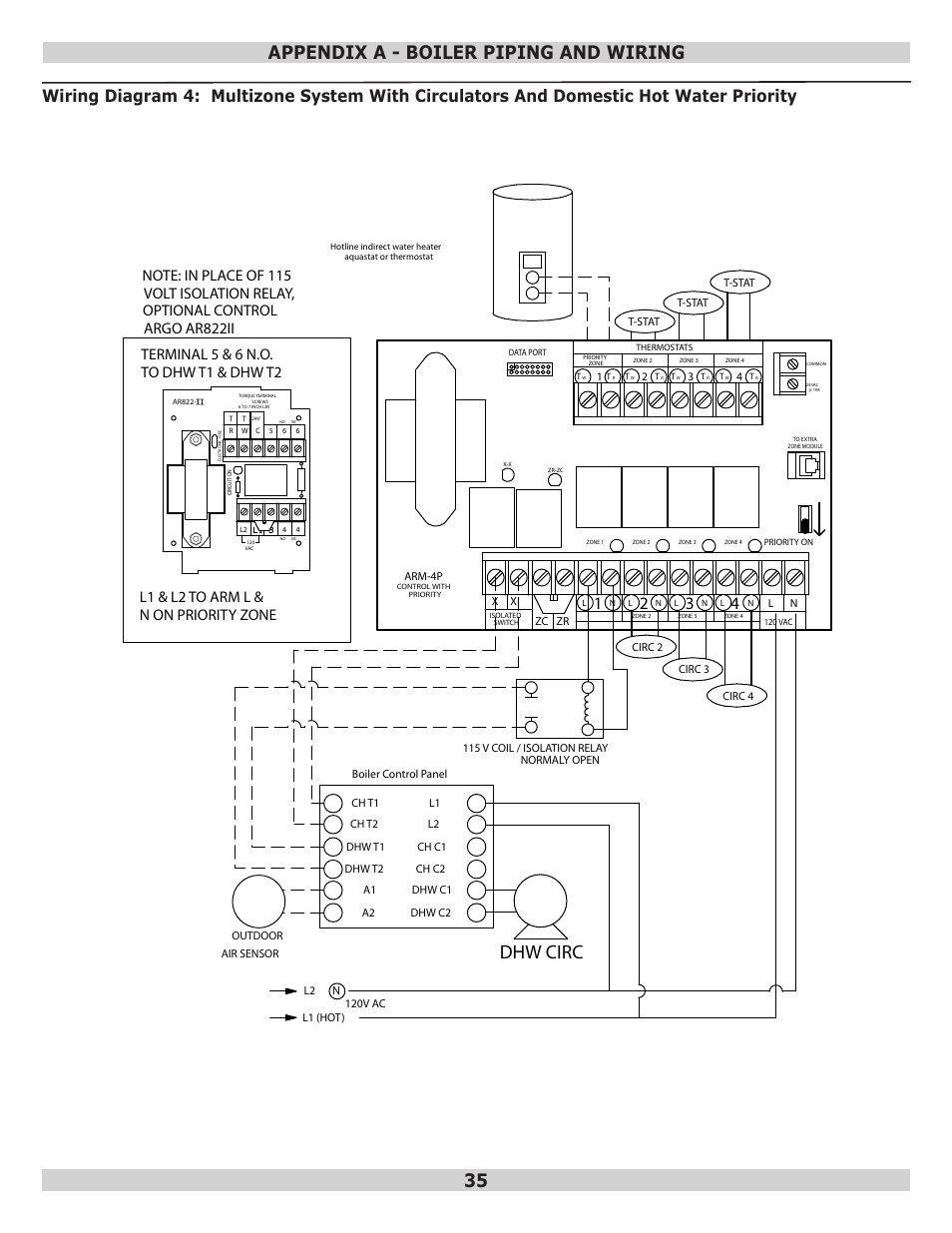 Dhw circ, Appendix a - boiler piping and wiring | Dunkirk Q95M-200 Modulating Condensing Boiler User Manual | Page 35 / 52