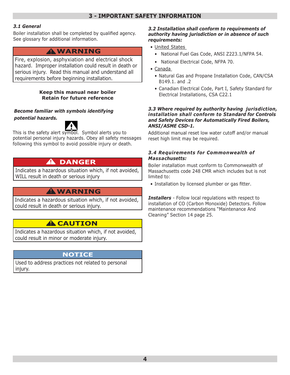 Dunkirk Q95M-200 Modulating Condensing Boiler User Manual | Page 4 / 52