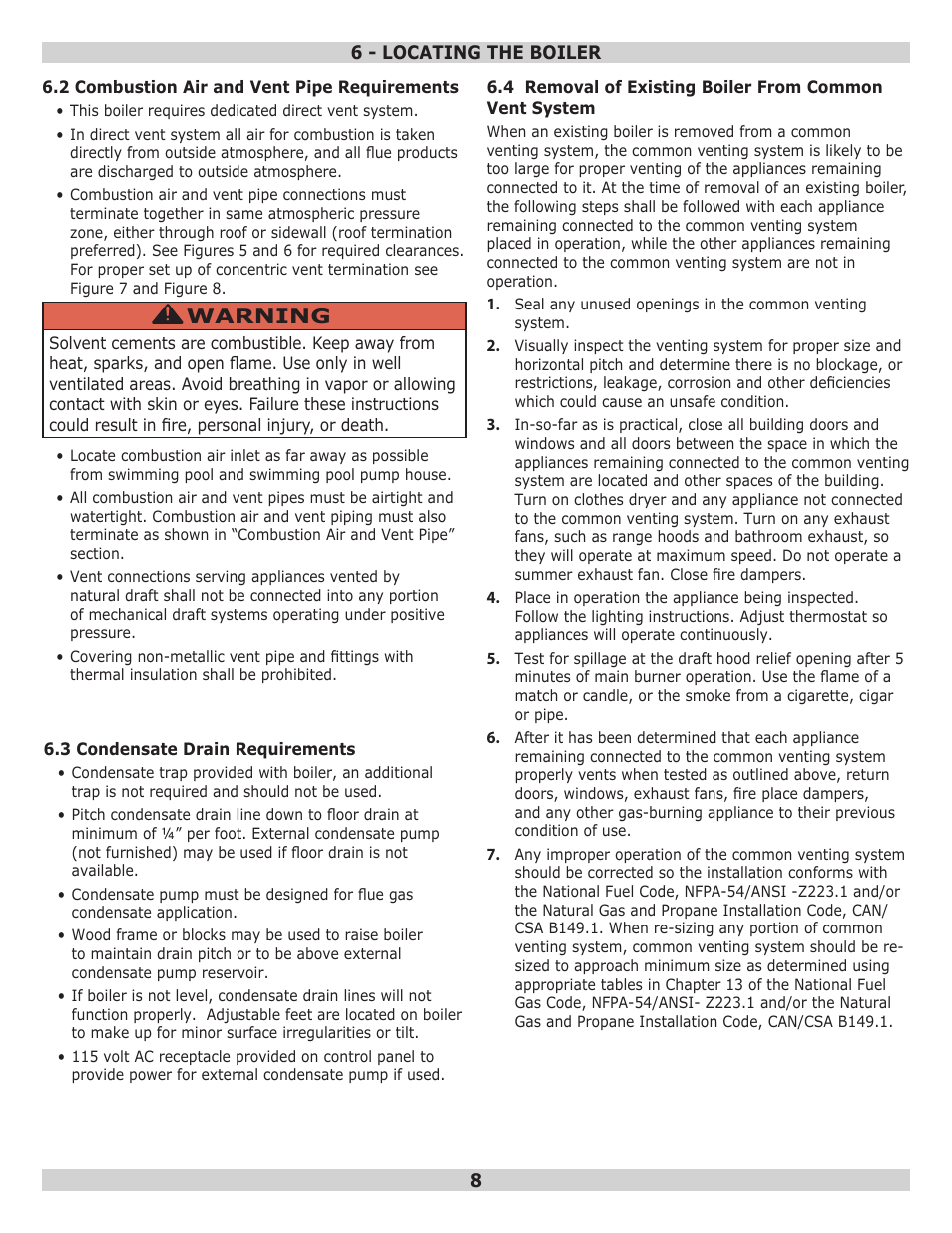 Warning | Dunkirk Q95M-200 Modulating Condensing Boiler User Manual | Page 8 / 52