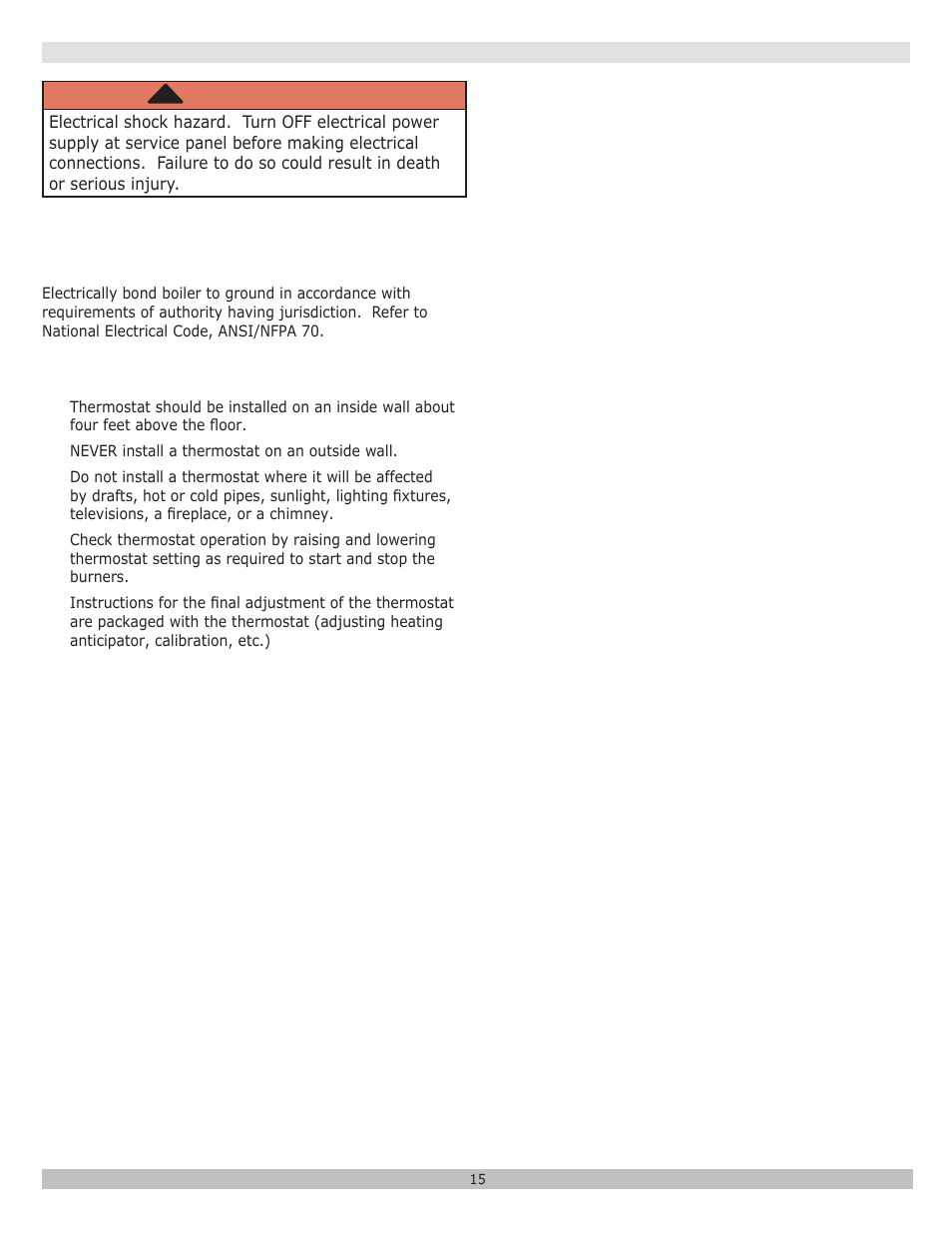 Warning | Dunkirk DXL Series User Manual | Page 15 / 28