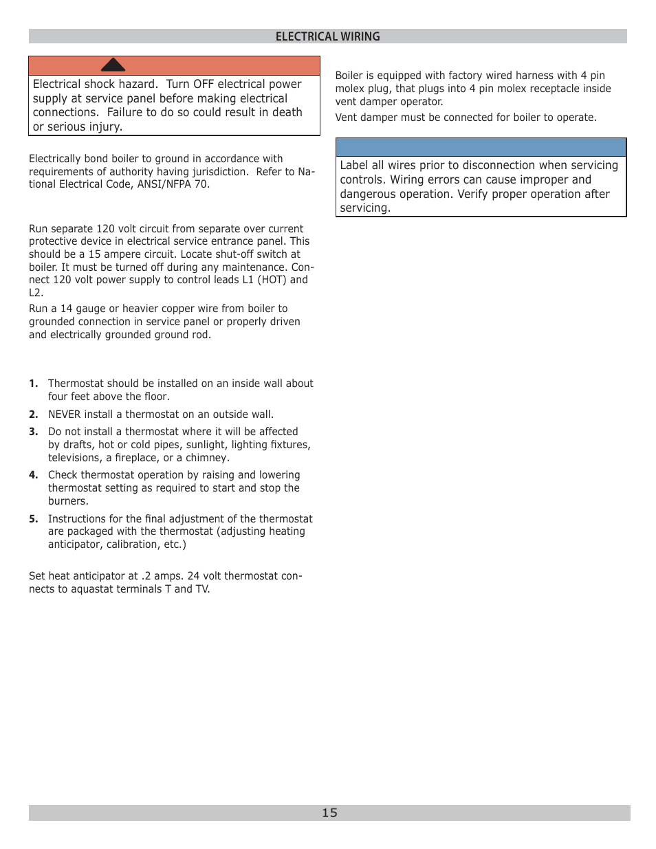 Warning | Dunkirk WPSB Series II User Manual | Page 15 / 28