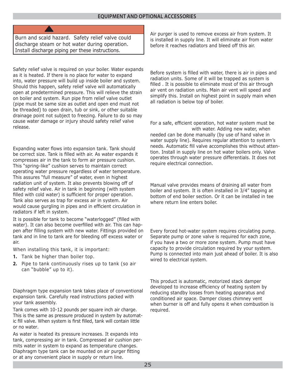 Warning | Dunkirk WPSB Series II User Manual | Page 25 / 28
