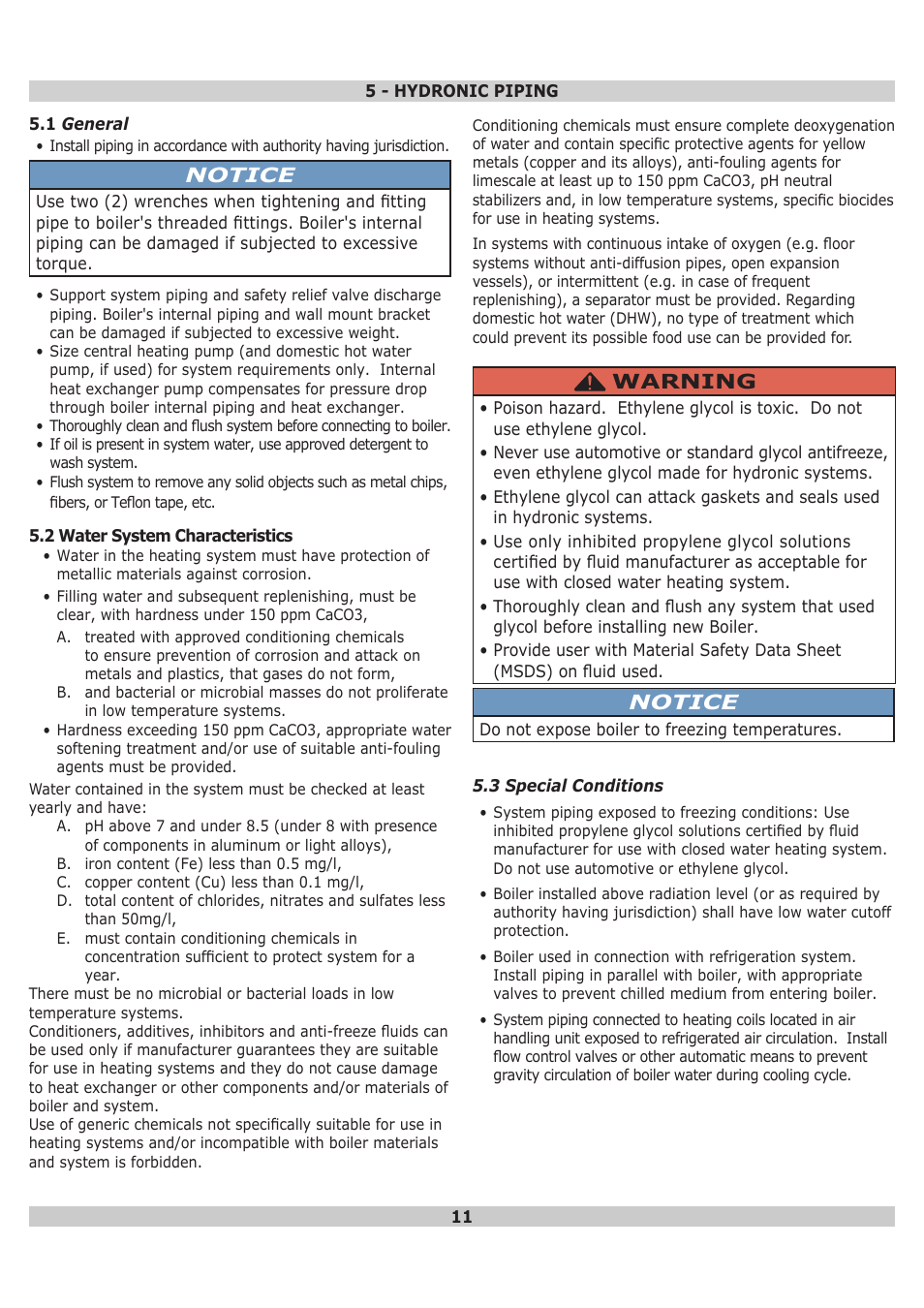 Notice, Warning | Dunkirk DWB Series User Manual | Page 11 / 48