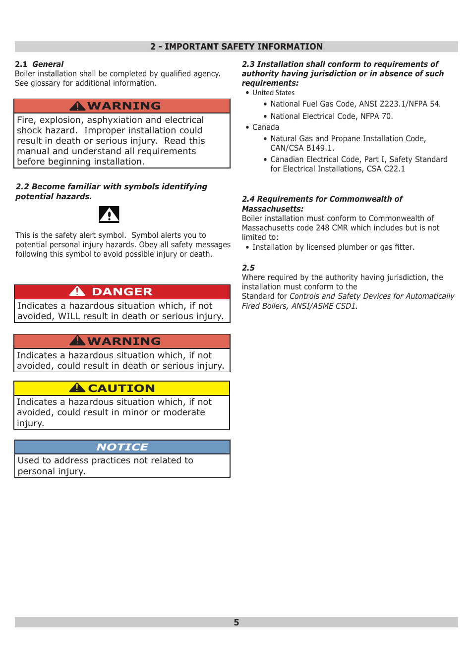 Dunkirk DWB Series User Manual | Page 5 / 48
