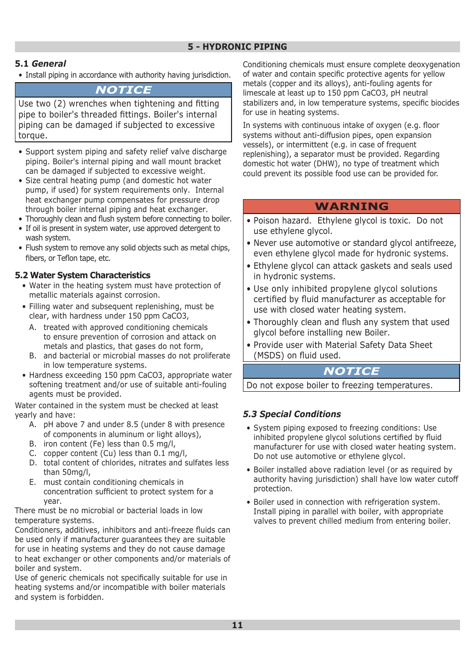 Notice, Warning | Dunkirk DWB Series User Manual | Page 11 / 52