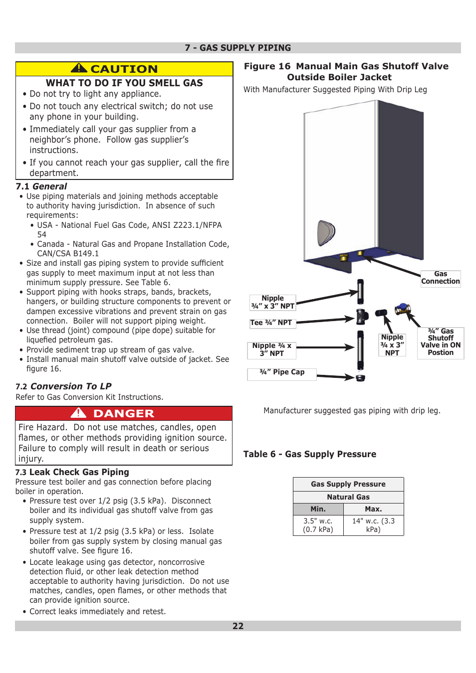 Caution, Danger | Dunkirk DWB Series User Manual | Page 22 / 52