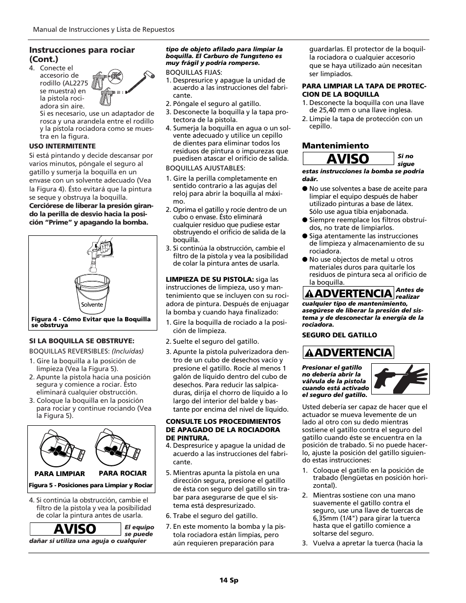 Aviso, Advertencia | Campbell Hausfeld AL2140 User Manual | Page 14 / 16