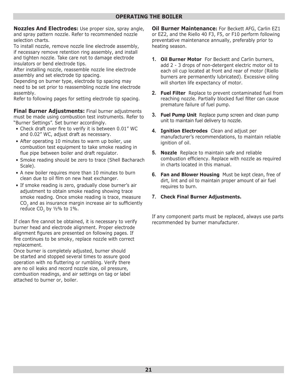 Dunkirk EW Empire II Series II User Manual | Page 21 / 32