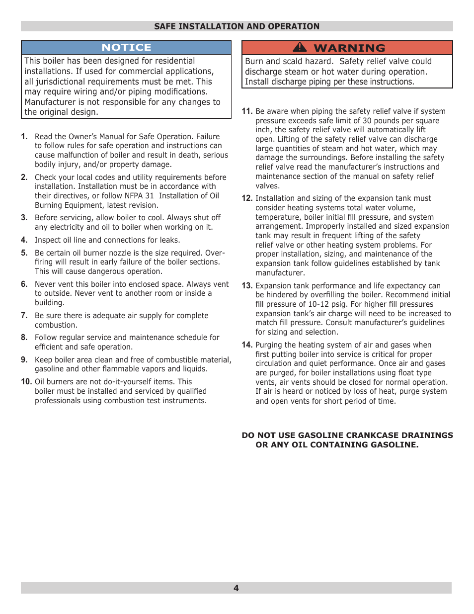Warning | Dunkirk EW Empire II Series II User Manual | Page 4 / 32