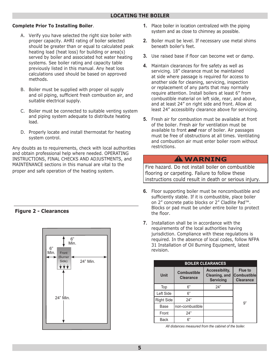 Warning | Dunkirk EW Empire II Series II User Manual | Page 5 / 32