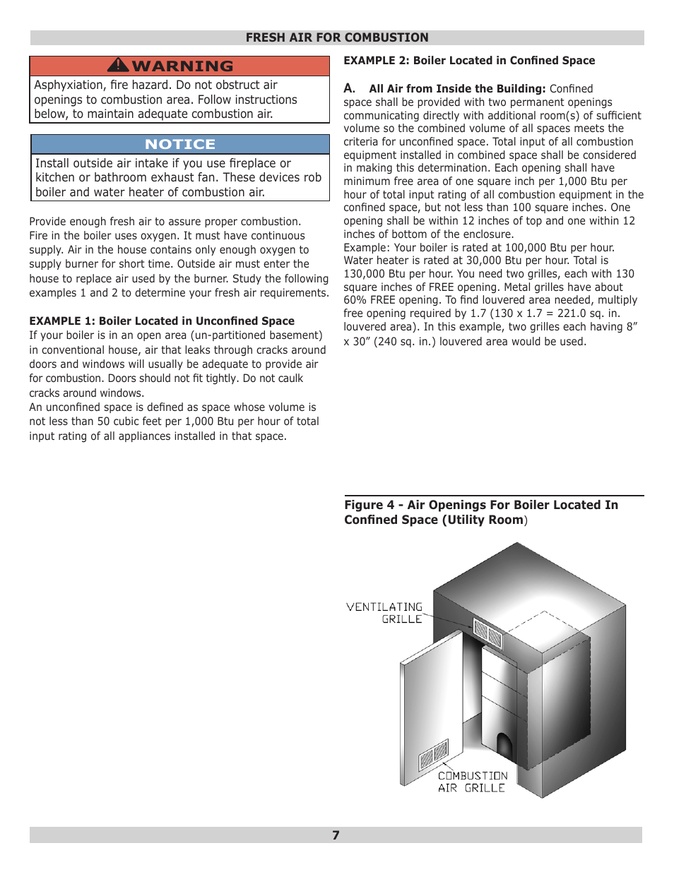 Warning | Dunkirk EW Empire II Series II User Manual | Page 7 / 32
