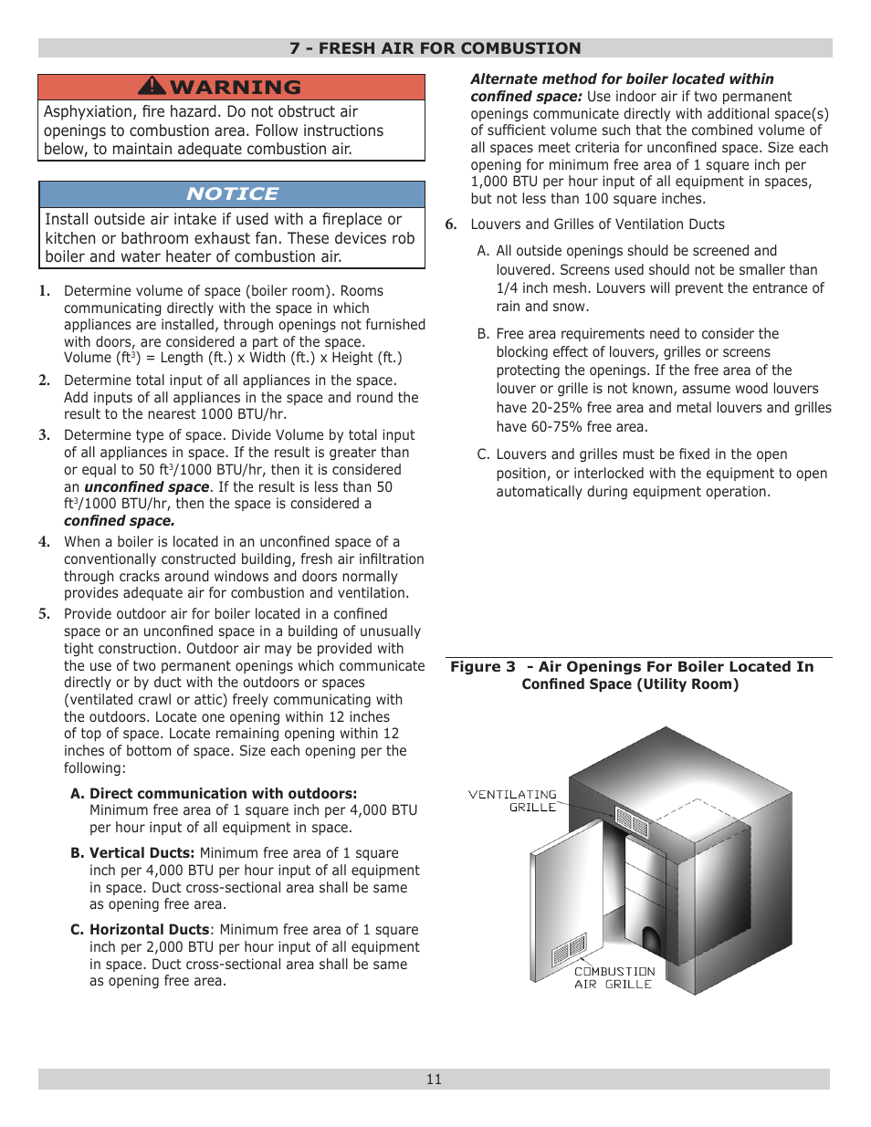 Warning | Dunkirk Excelsior EXB Series User Manual | Page 11 / 64