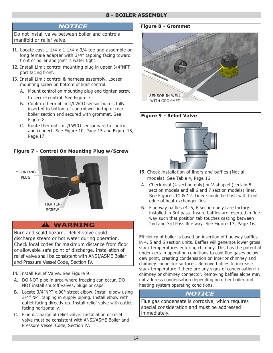 Warning | Dunkirk Excelsior EXB Series User Manual | Page 14 / 64