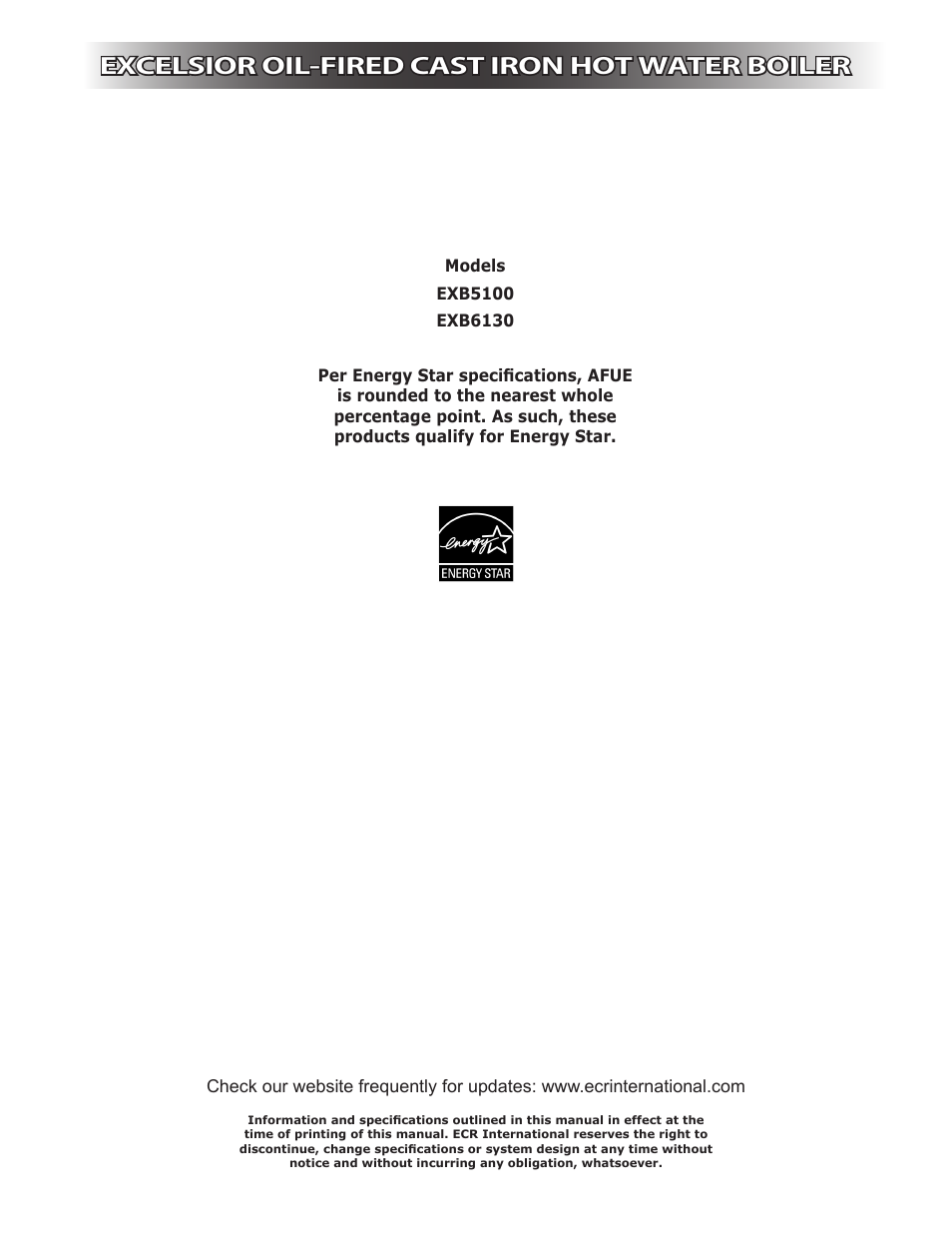Excelsior oil-fired cast iron hot water boiler | Dunkirk Excelsior EXB Series User Manual | Page 2 / 64