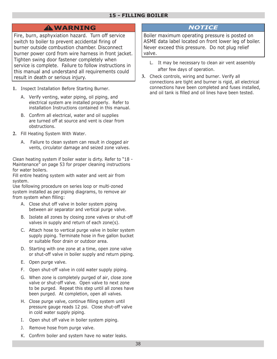 Warning | Dunkirk Excelsior EXB Series User Manual | Page 38 / 64