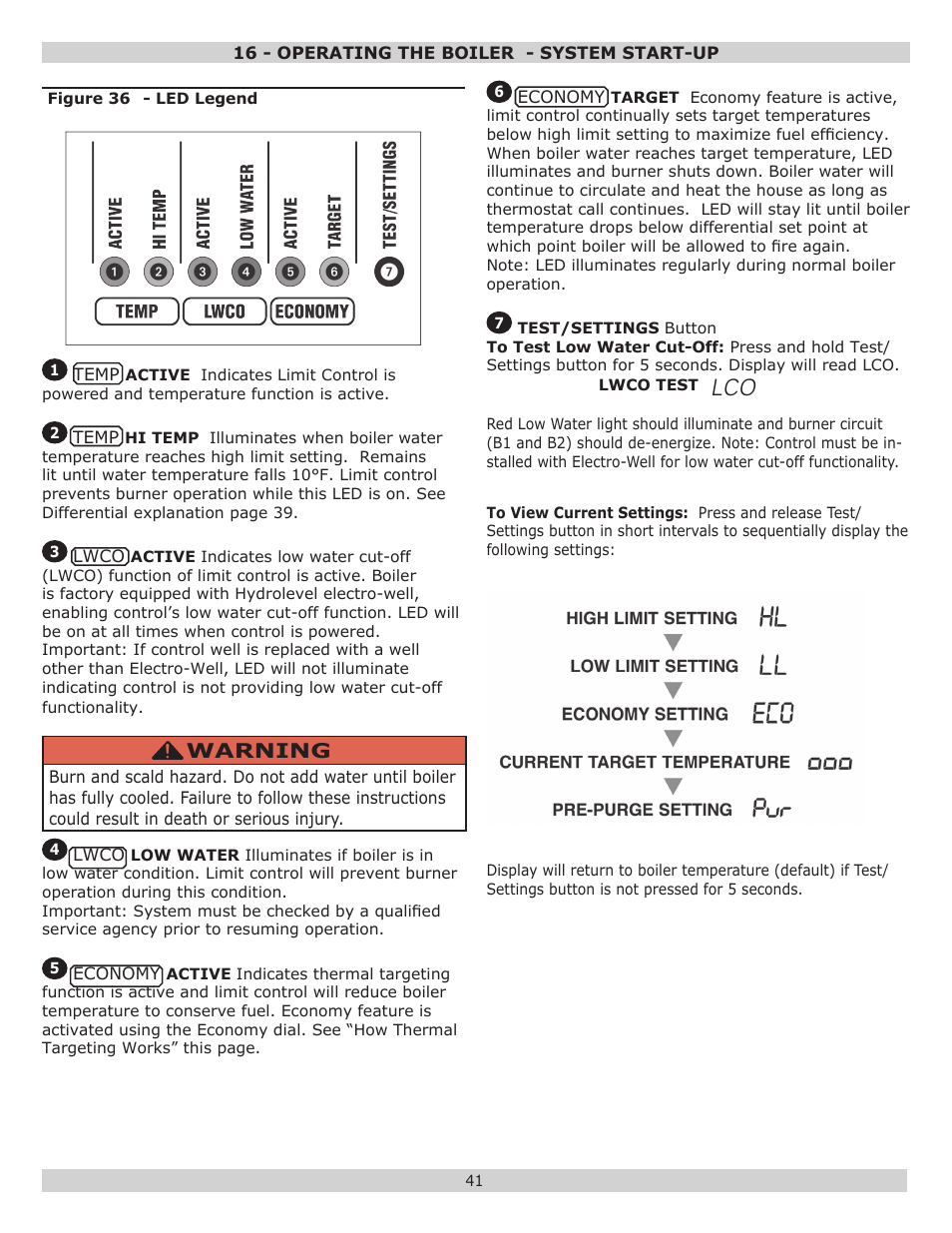 Warning | Dunkirk Excelsior EXB Series User Manual | Page 41 / 64