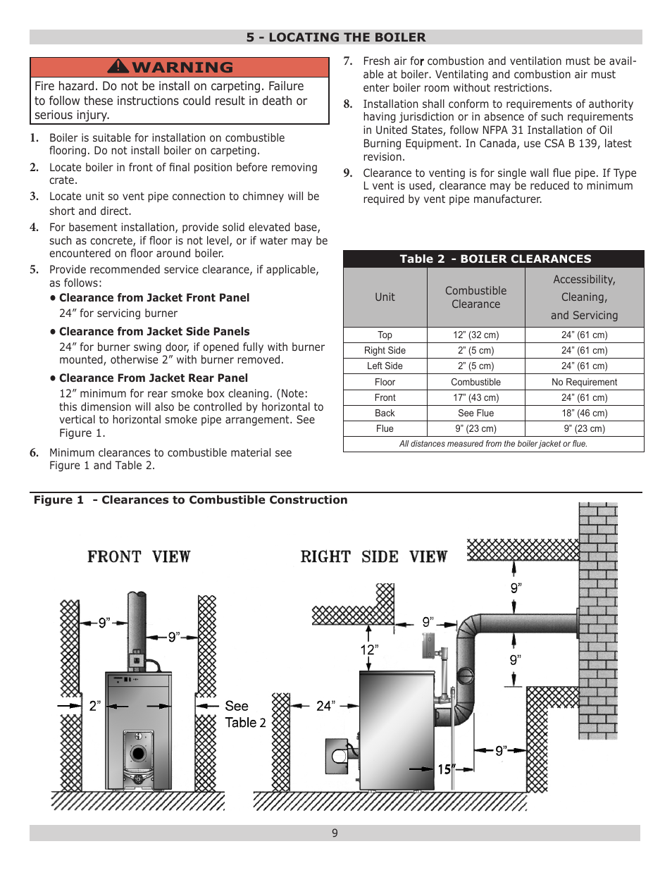 Warning | Dunkirk Excelsior EXB Series User Manual | Page 9 / 64