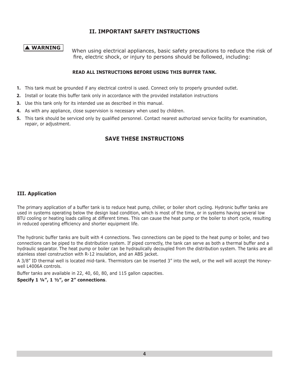 Dunkirk H2OBT Stainless Steel Buffer Tanks User Manual | Page 4 / 8