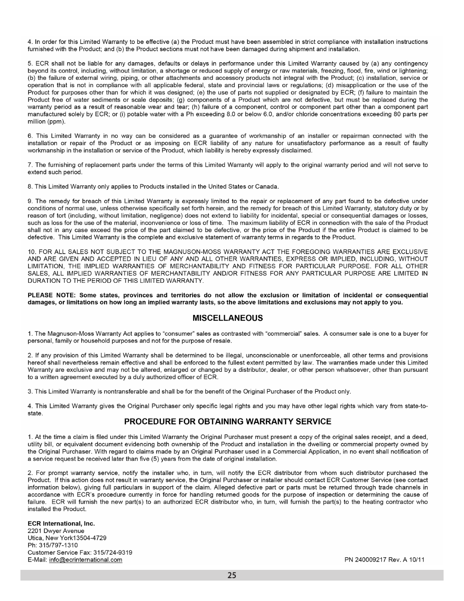 Dunkirk H2OI Single Coil Stainless Steel Indirect Water Heaters User Manual | Page 25 / 28