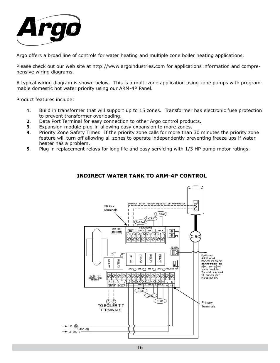 Indirect water tank to arm-4p control | Dunkirk H2OI Stainless Steel Dual Coil Solar Water Heaters User Manual | Page 16 / 24