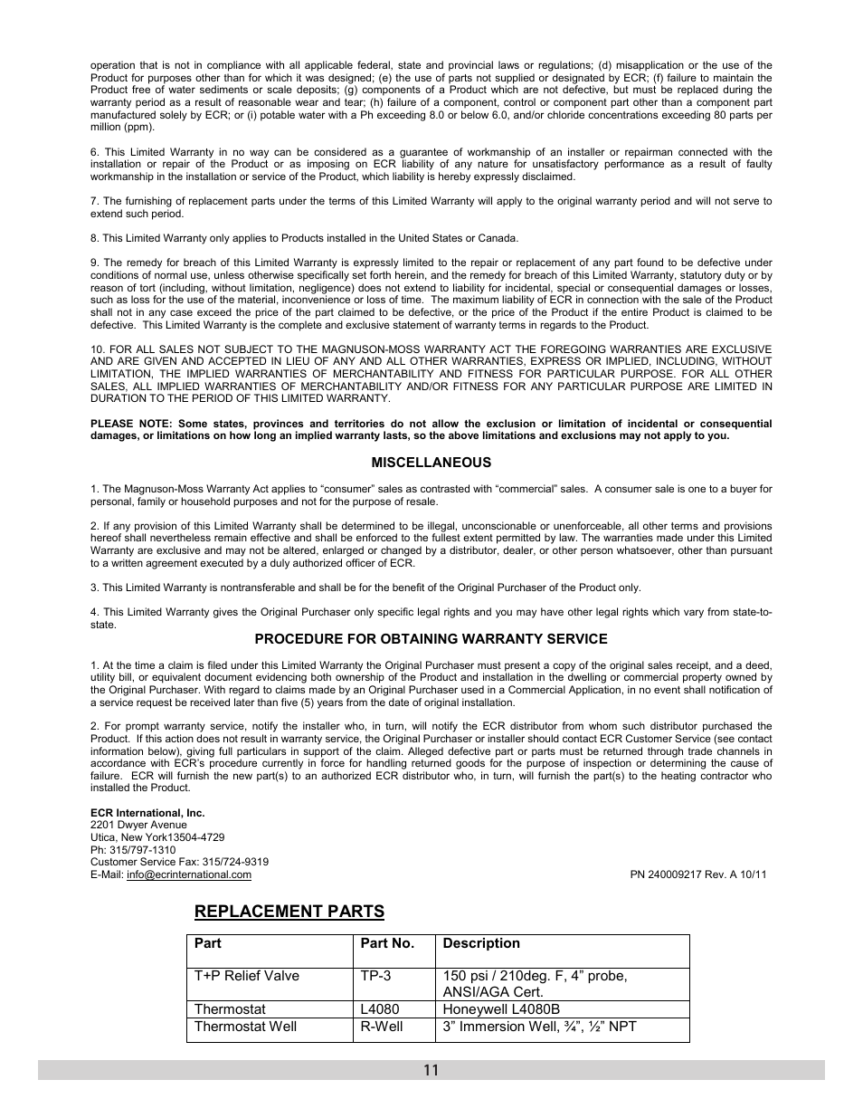 List prices 2011 fob uxbridge, ma, Hydronic buffer tanks with coil (s) | Dunkirk H2OST Stainless Steel Storage Tanks User Manual | Page 11 / 12