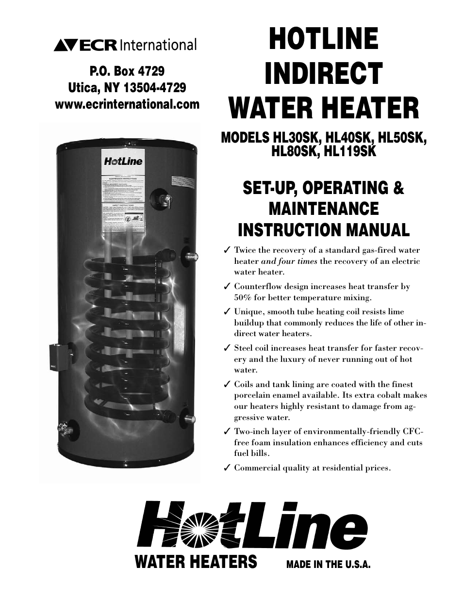 Dunkirk Hotline Indirect Water Heater User Manual | 16 pages