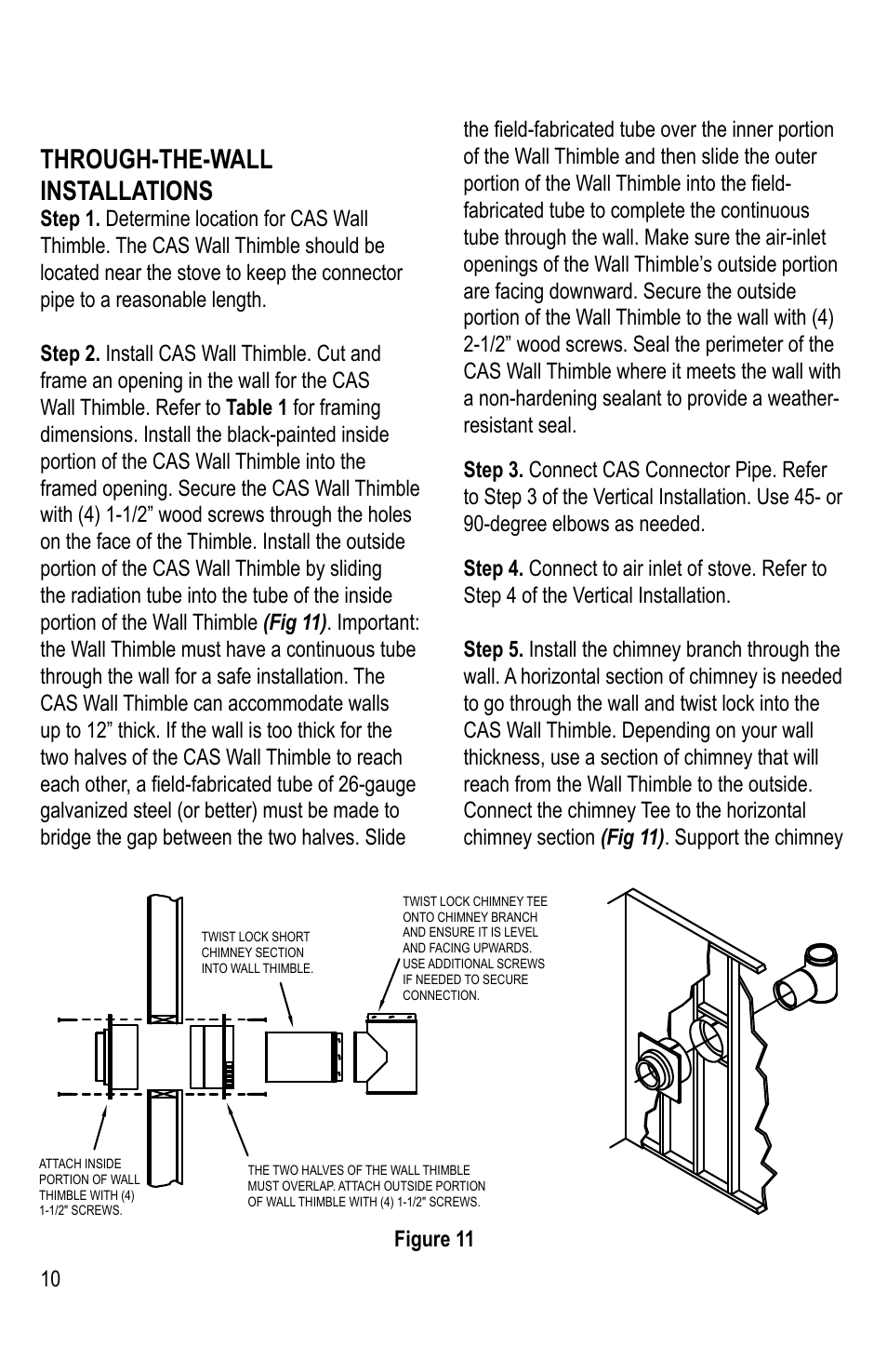 Through-the-wall installations | DuraVent Combustion Air Systems for DuraTech User Manual | Page 10 / 12