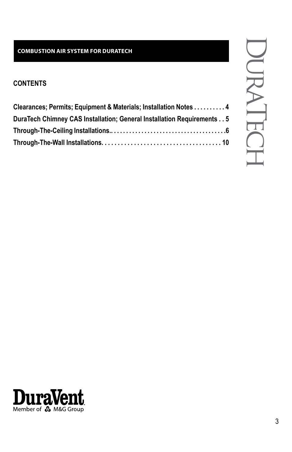 Du ra te ch | DuraVent Combustion Air Systems for DuraTech User Manual | Page 3 / 12