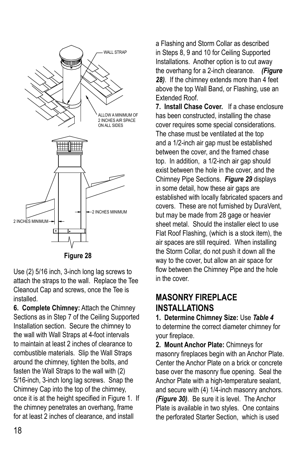 Masonry fireplace installations | DuraVent DuraPlus Installation User Manual | Page 18 / 24