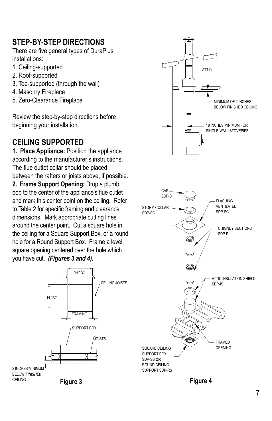 7step-by-step directions, Ceiling supported | DuraVent DuraPlus Installation User Manual | Page 7 / 24