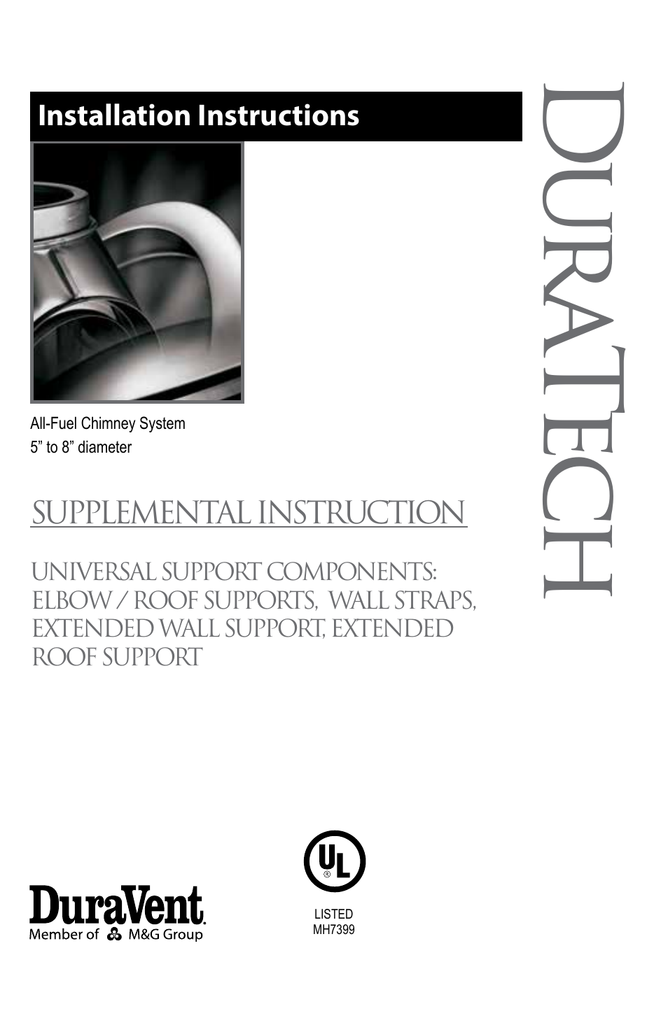 DuraVent DuraTech Universal Support Installation User Manual | 4 pages