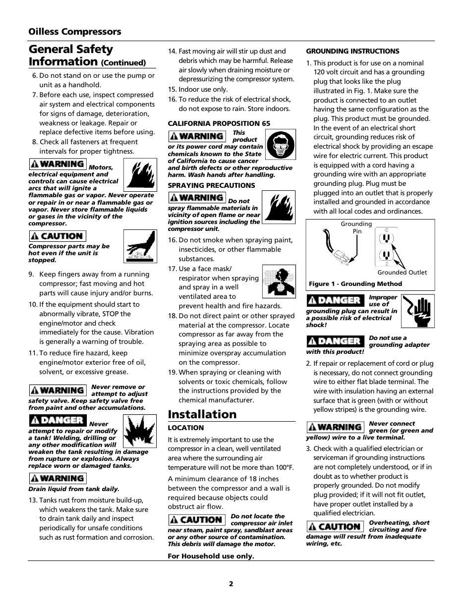 Installation | Campbell Hausfeld FP202899TT User Manual | Page 2 / 24
