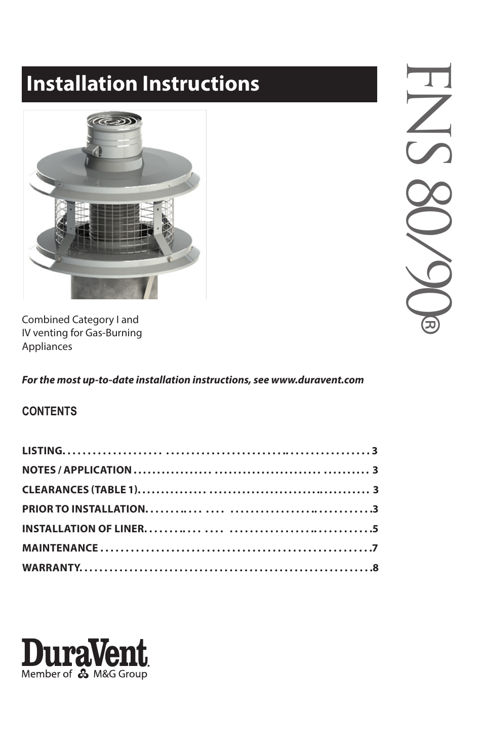 DuraVent FasNSeal 8090 Installation User Manual | 8 pages