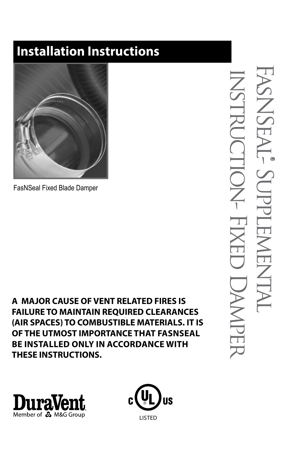 DuraVent FasNSeal - Fixed Damper User Manual | 4 pages