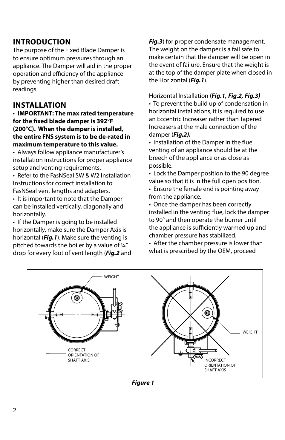 Introduction, Installation | DuraVent FasNSeal - Fixed Damper User Manual | Page 2 / 4