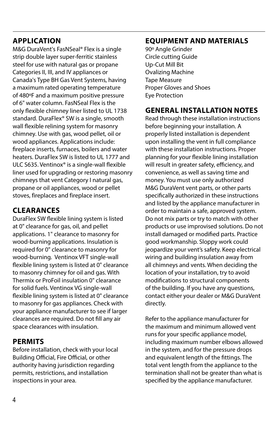 DuraVent Ovalizing Flexible Liners User Manual | Page 4 / 8