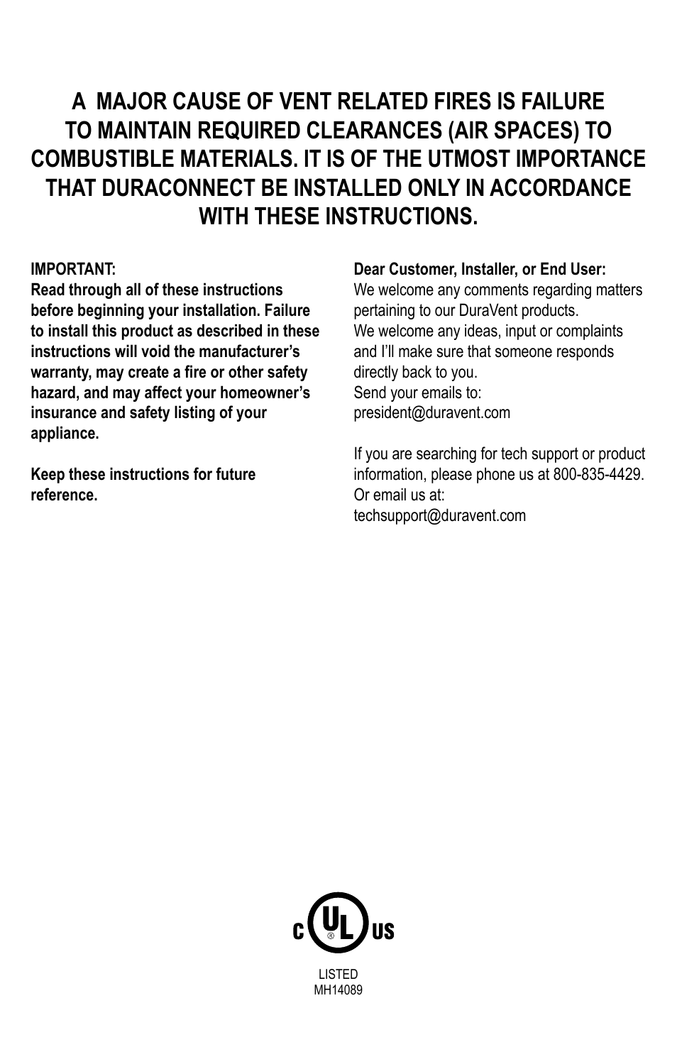 DuraVent DuraConnect User Manual | Page 2 / 12