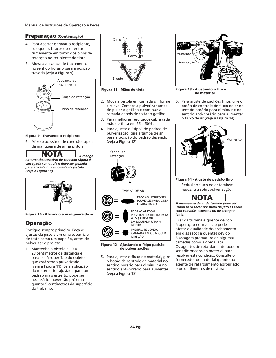Nota, Operação, Preparação | Campbell Hausfeld HVLP User Manual | Page 24 / 40