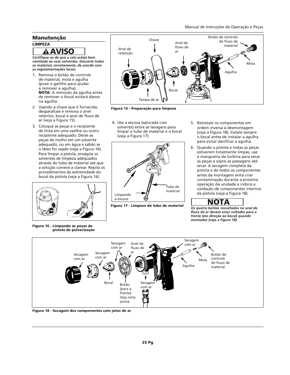 Aviso, Nota, Manutenção | Campbell Hausfeld HVLP User Manual | Page 25 / 40