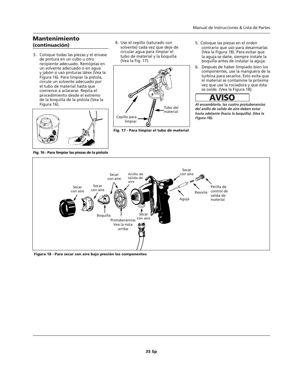 Aviso, Mantenimiento | Campbell Hausfeld HVLP User Manual | Page 35 / 40