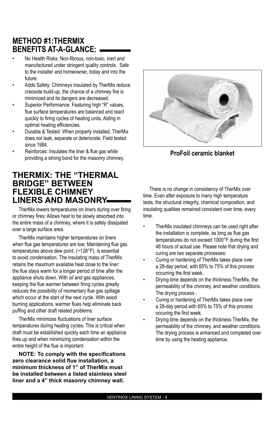 Method #1:thermix benefits at-a-glance, Profoil ceramic blanket | DuraVent Ventinox Rigid Factory-Built Lining System User Manual | Page 9 / 12