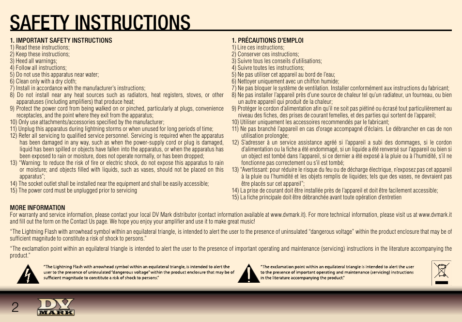 Safety instructions | Dv Mark DV JAZZ 12 User Manual | Page 2 / 8