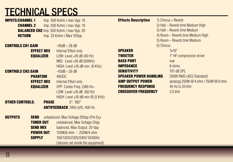 Technical specs | Dv Mark DV AC101 User Manual | Page 8 / 10