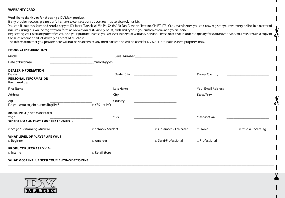 Dv Mark GUITAR TUBE MARKER User Manual | Page 6 / 8
