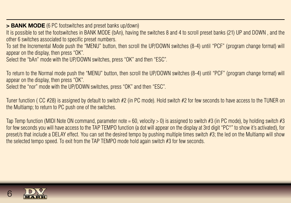 Dv Mark MULTIAMP MIDI PEDALBOARD User Manual | Page 6 / 12