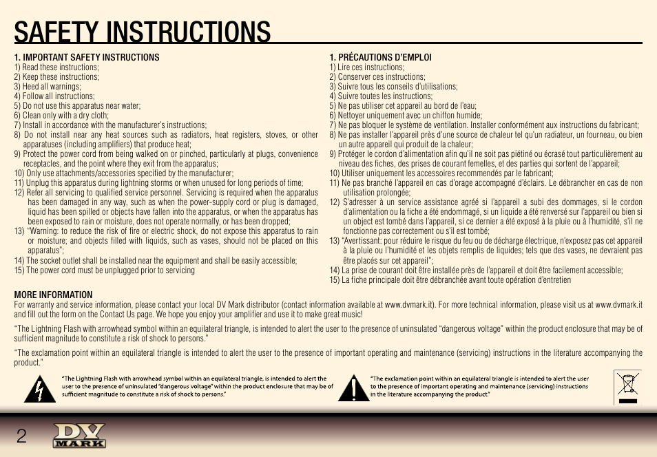 Safety instructions | Dv Mark Little 40 User Manual | Page 2 / 12